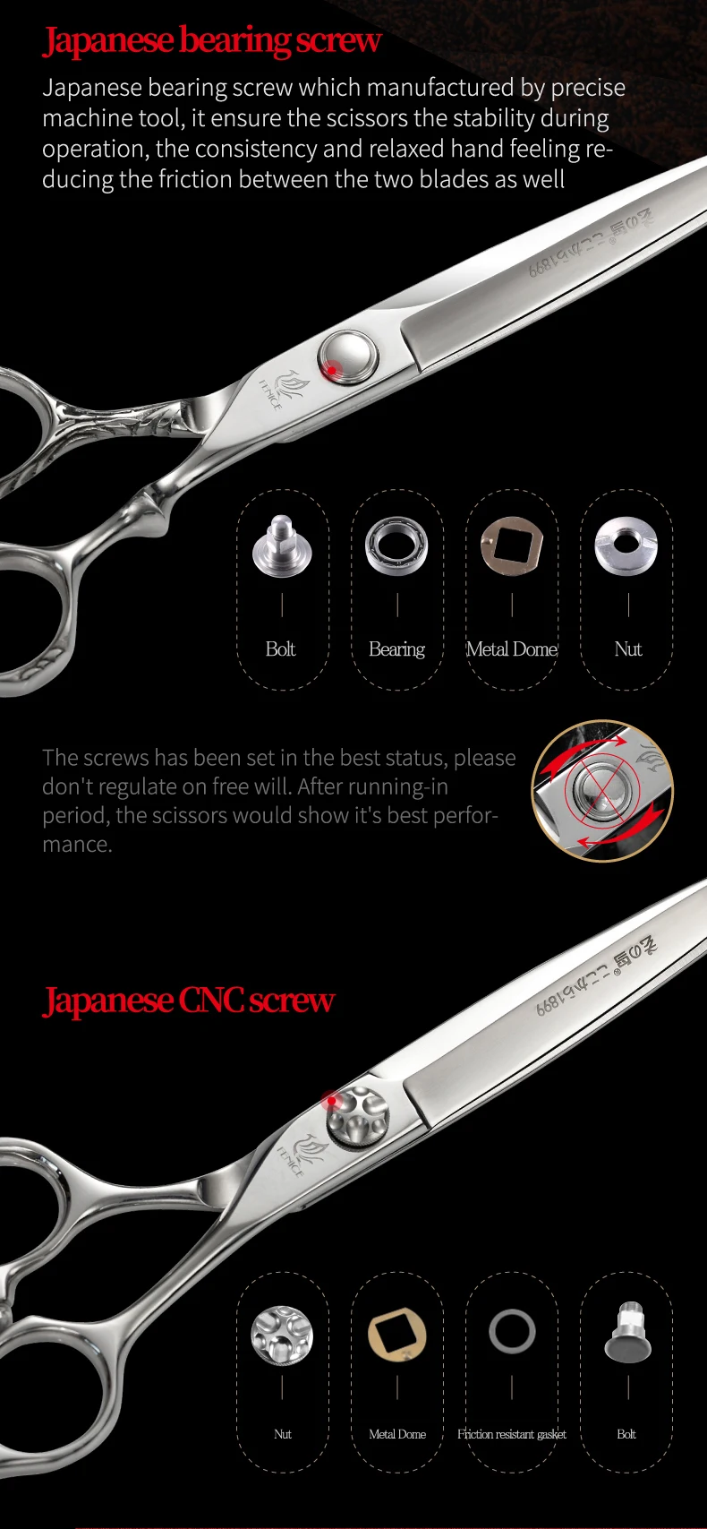 Professional Barber Salon Hair Cutting Scissors 7 Inches Japanese 440C Stainless Steel Shears