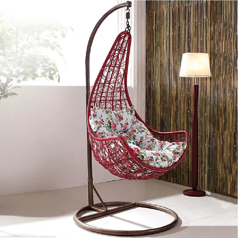 Outdoor Rattan Wicker Double Seat Cocoon Hanging Egg Swing Chair With