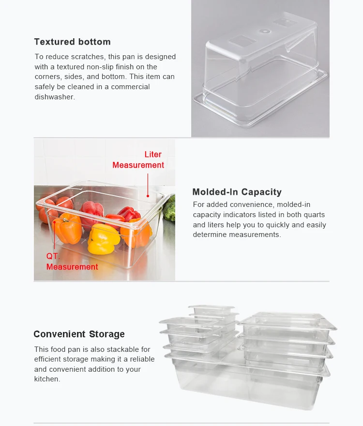 Clear Plastic 1/6 Gastronorm Container Kitchen Accessory Gn Pan Food ...