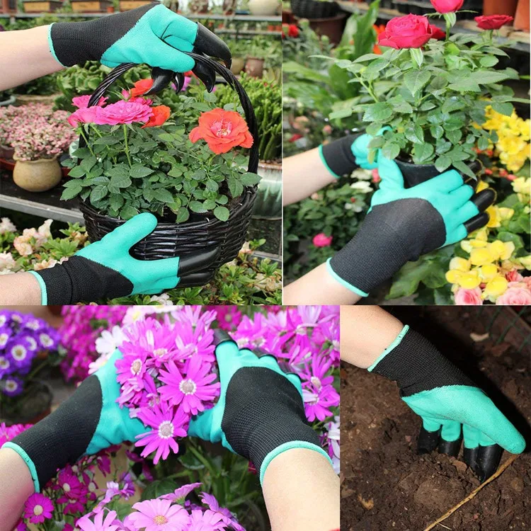 Planting Genera Garden Gloves Digging Planting Pake with Plastic Claws Gardening 