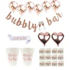 Rose Gold Bachelorette Party Decorations bubbly bar Banner Bride To Be Sash Cup Tattoo Straw Bride To Be Party Supplies Set