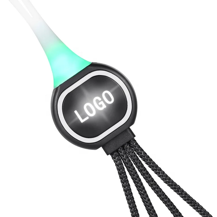 2020 usb cable high quality fast charging cable 3 in 1 magnetic usb cable with led light logo - ANKUX.COM