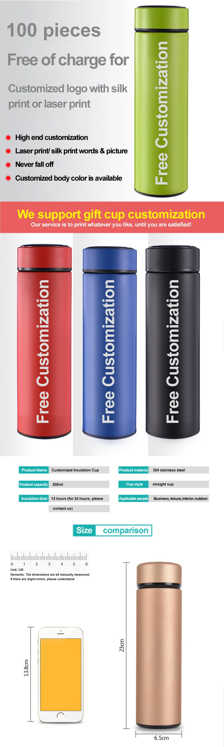 Good selling black stainless steel coffee cup sus304 straight 500ml 17oz OEM customization wholesale gift 14831