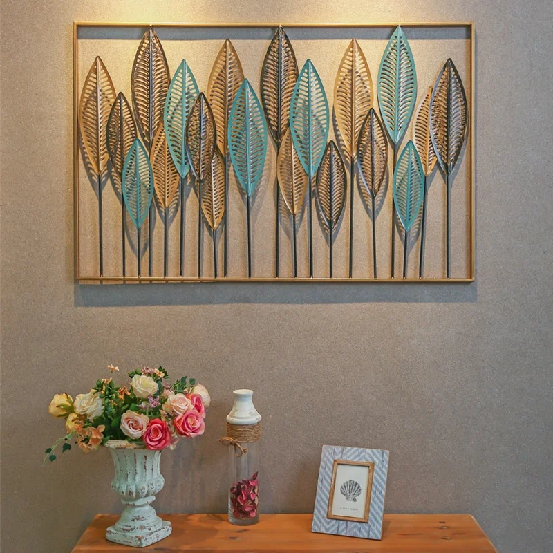 Iron Art And Craft Living Room Wall Decoration Nordic Metal Leaf - Buy