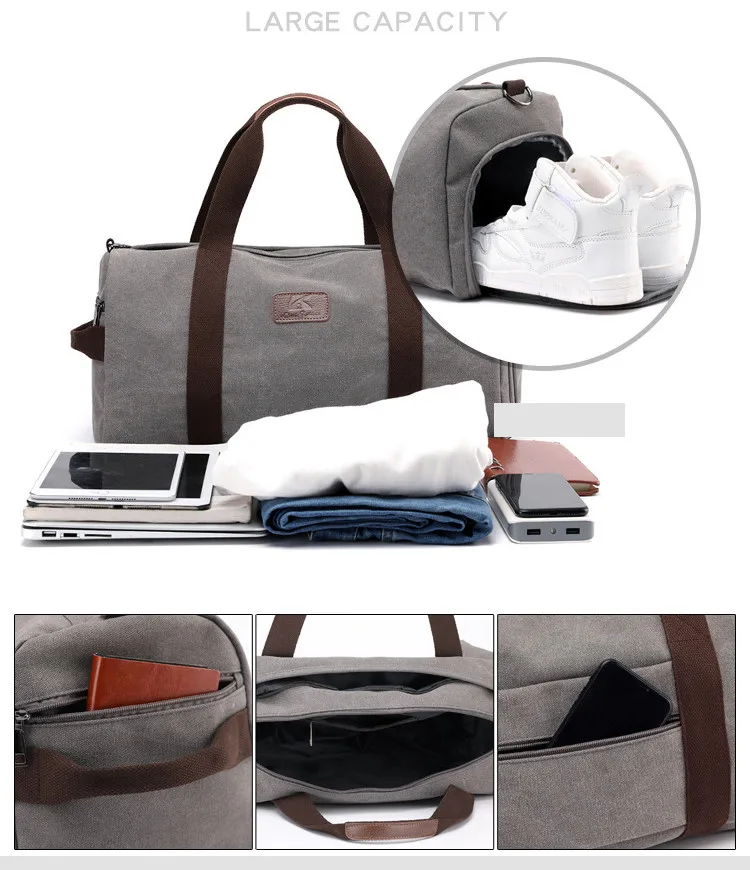 Casual Travel Duffle Bag Men Canvas Travel Luggage Bag High Quality Outdoor Shoulder Bag Weekend Handbag Travel Organizer