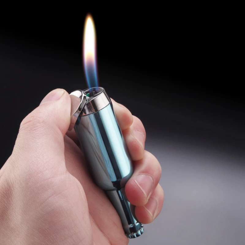 Disposable Open Flame Gas Lighter Adjustable Beer Bottle Golden Lighter