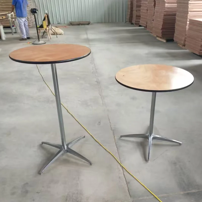 Commercial Modern Wood Round Height Bar Table Metal Cocktail Table For