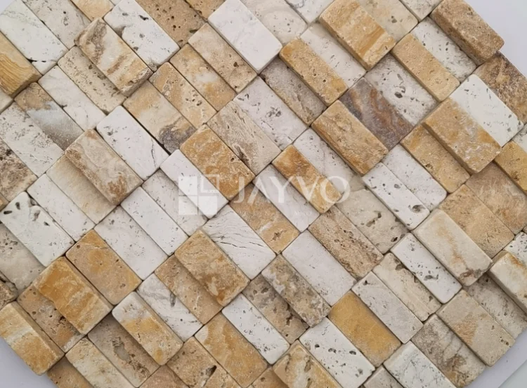 Golden select mosaic wall tile Golden Travertine Mosaic Art Design 3D Marble Mosaic Tiles For Kitchen Backsplash Wall