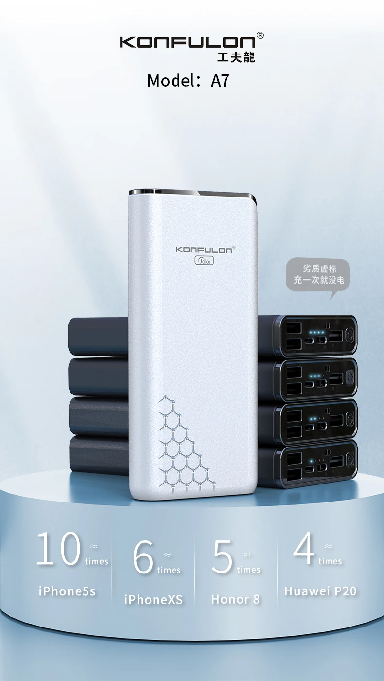 Konfulon Portable 3 Input Ports Power Bank 20000mAh High Capacity Thin Slim Small - ANKUX.COM
