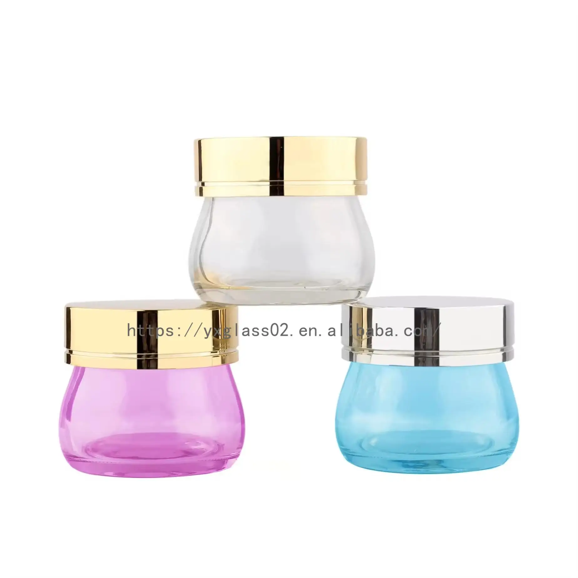 Hot Wholesale Colorful cream bottle Body scrub container skincare  glass jar day and night facial bottle cosmetic packaging 120g manufacture