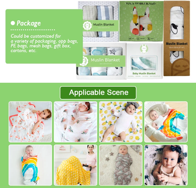 70 Bamboo 30 Cotton Baby Muslin Wrap Swaddling Blanket 47x47" Soft