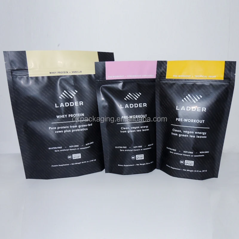 Wholesale Customized Resealable Whey Protein Powder Packaging Bagsstand Up Food Pouchesfood 6324