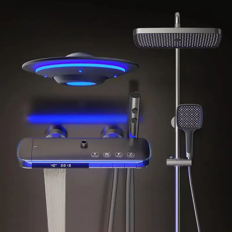 New Ufo Style Led Digital Piano Shower System Faucets Quality Brass Hot