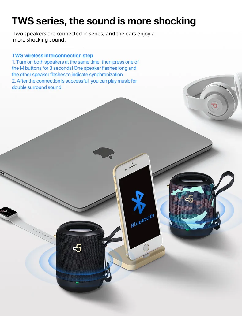 2020 Customized Logo Outdoor IPX4 Waterproof Wireless BT Speaker with TF Card - ANKUX.COM
