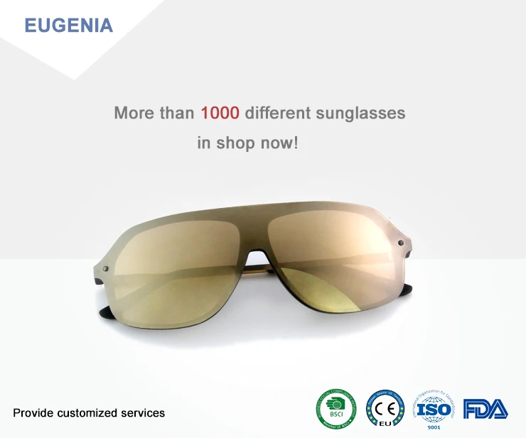 EUGENIA One Piece Shield Mirror Colorful Lens High End Standard Custom Logo Sunglasses