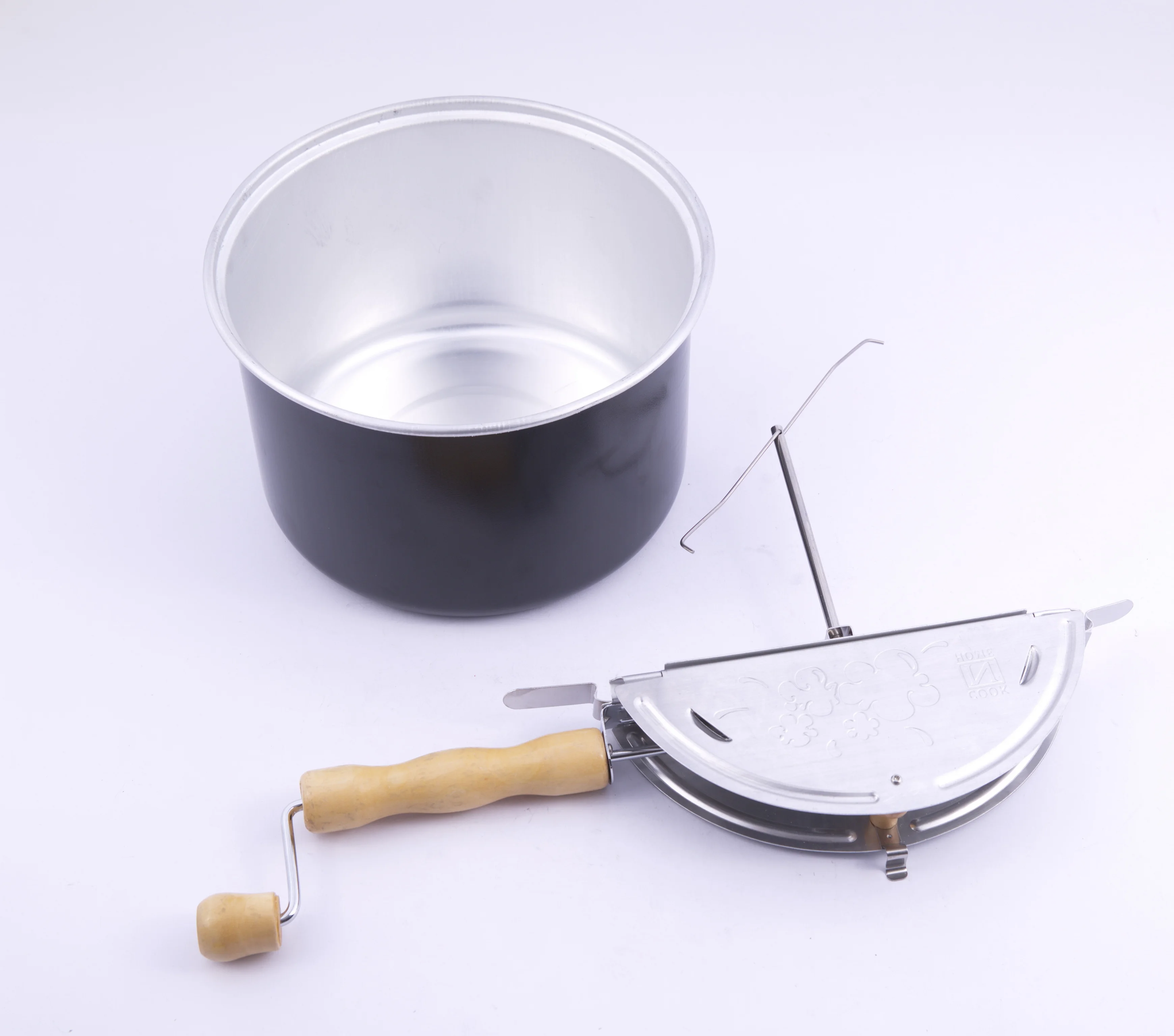 Aluminum Stovetop Popcorn Maker Popcorn Popper Hand Stirring Crank Cooker Kettle Popcorn Popper