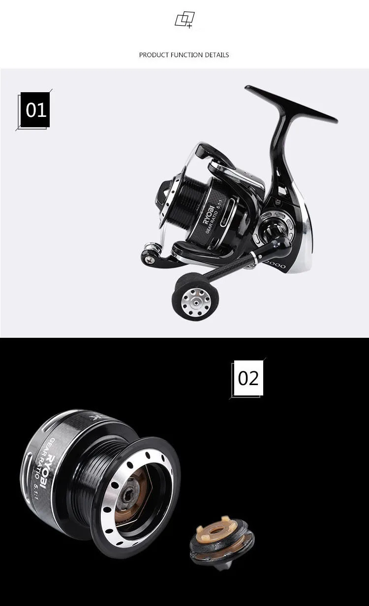 Japanese Fishing Reels 7+1 Bb 1000 2000 3000 4000 Ryobi Shock Fishing Spinning Reels Buy Ryobi