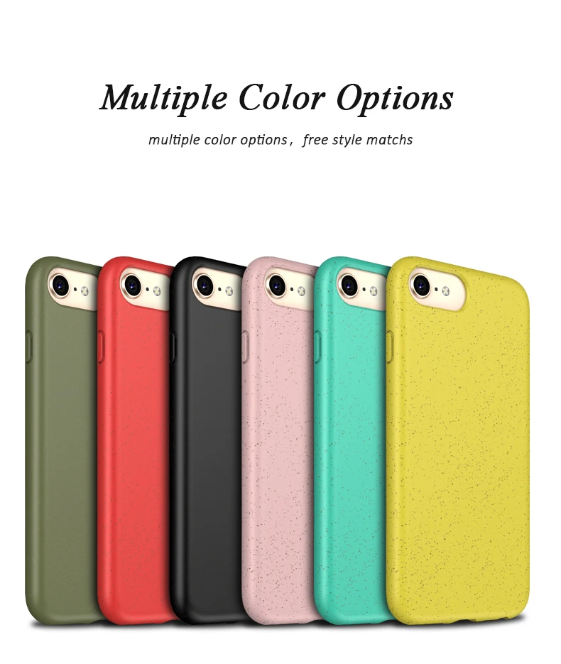 OEM Biodegradable Wheat Straw Material TPU Phone Case For Iphone 7 8 Back Cover