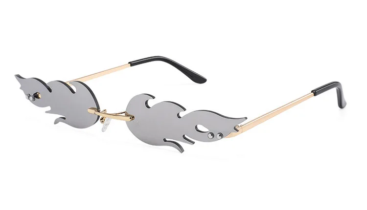 eugeia women rimless wave fire flame metal sun glasses