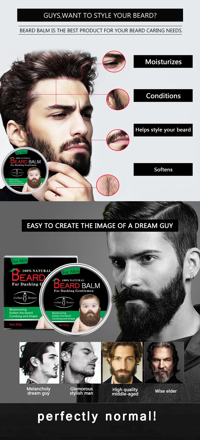 Aichun Beauty Private Label Men Beard Oil And Beard Balm Containers Wholesale Buy Beard Balm