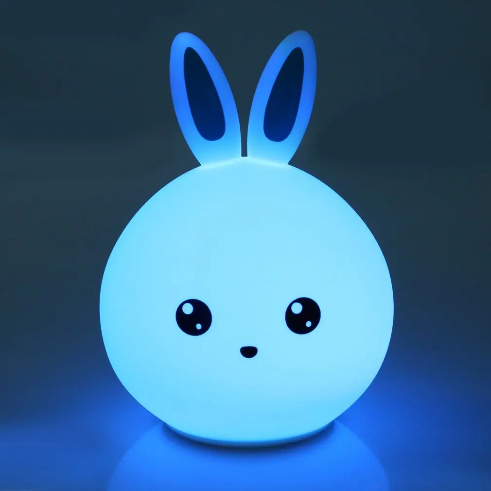 Rabbit LED Night Light Soft Silicon Table Lights Multicolor Touch Sensor Tap Lighting For Children Baby Kids Bedside Lamp