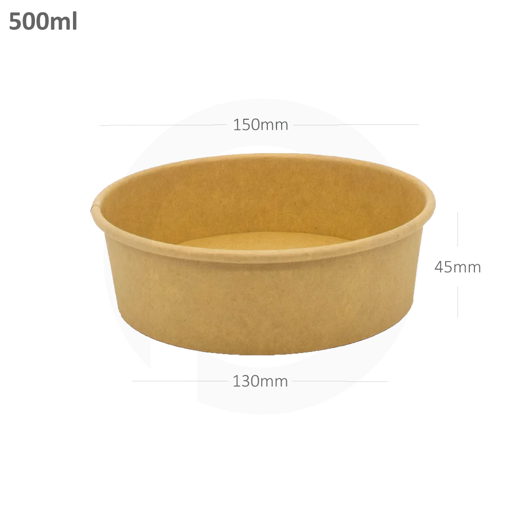 500ml Microwavable White Paper Salad Bowl Food Container Paper Bowl ...