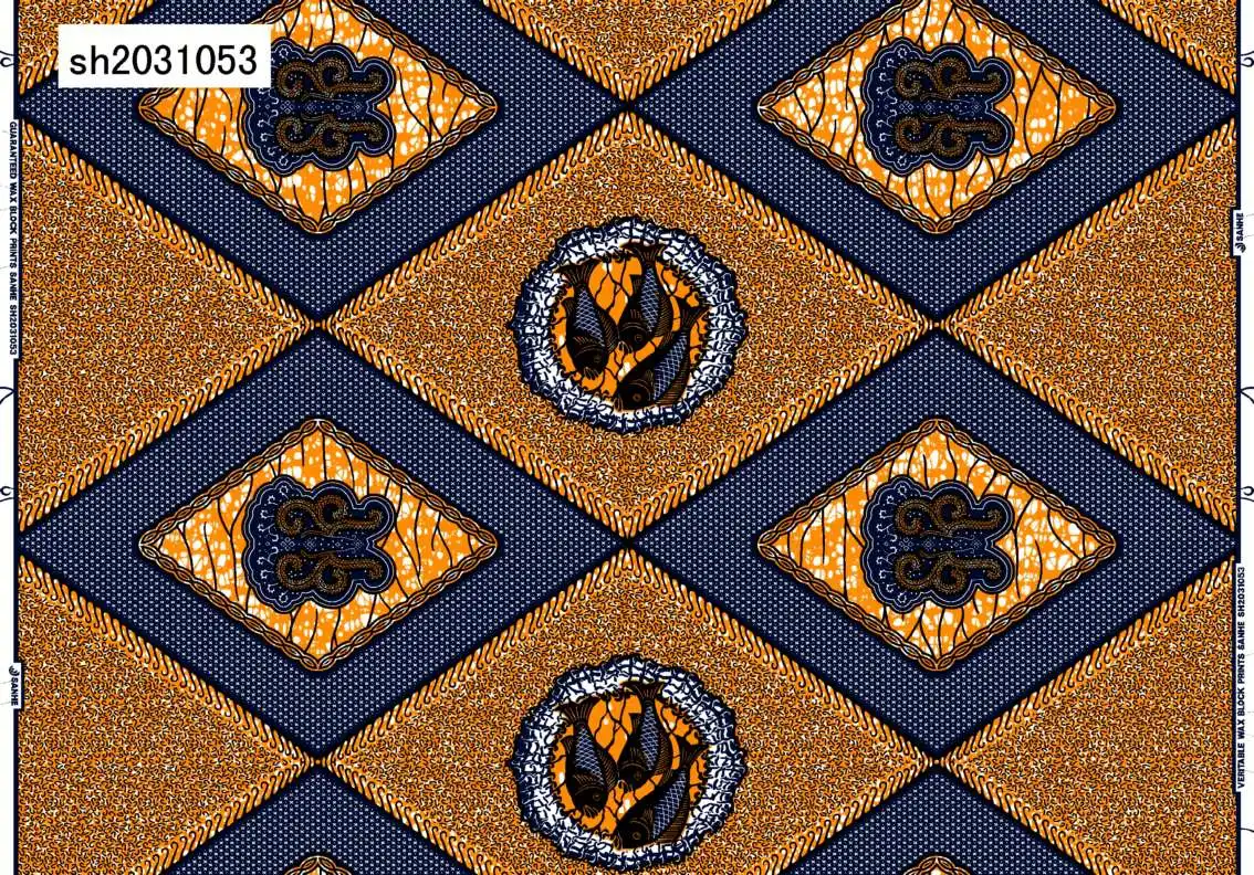 yellow navy blue abstract wholesale available African Print Fabric