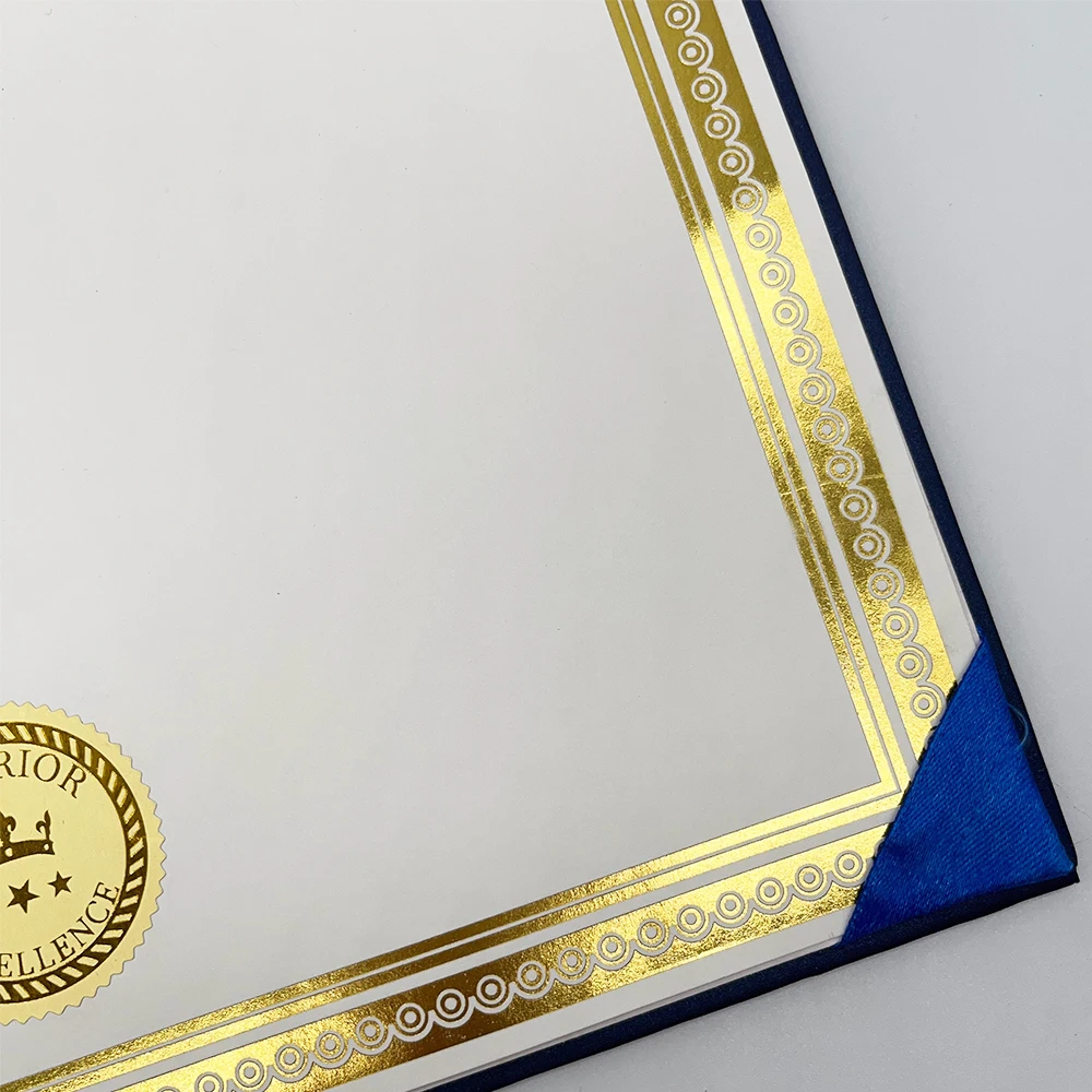 Custom Foil Stamp A4 Thick Diploma Graduation Certificate Holder Blank