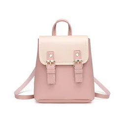 Hot-sale mini Backpack Women leather Shoulder Bag solid color School Bags For Teenage Girl Backpacks Travel packs