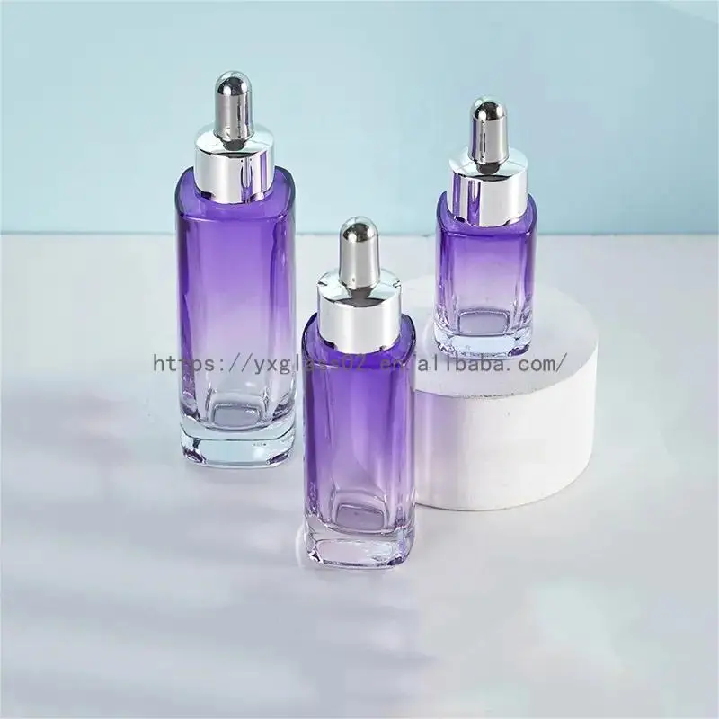 Supplier essential oil Square Serum glass Dropper Bottle skincare cosmetic container for lotion/Toner/skincare15ml30ml50ml details