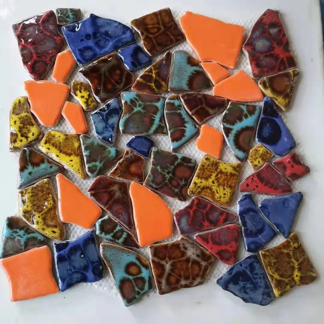New Arrival Seaworld Pattern Irregular Glazed Ceramic Mosaic Loose Form For DIY craft kit