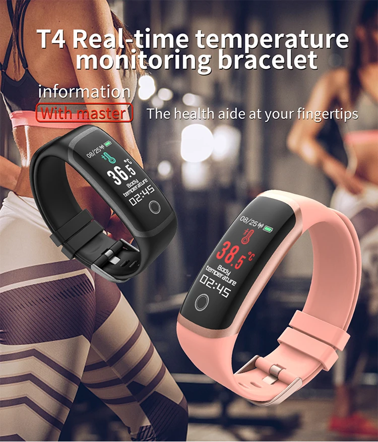 Best selling Body temperature body temperature band T4 smart watch bracelet fitness smart