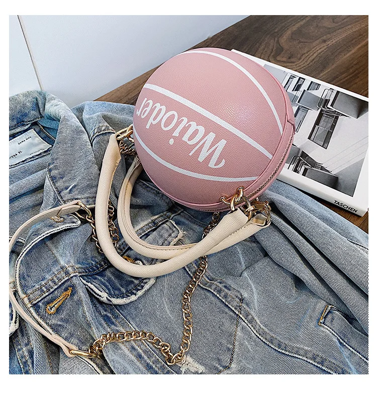 pink basket ball purse