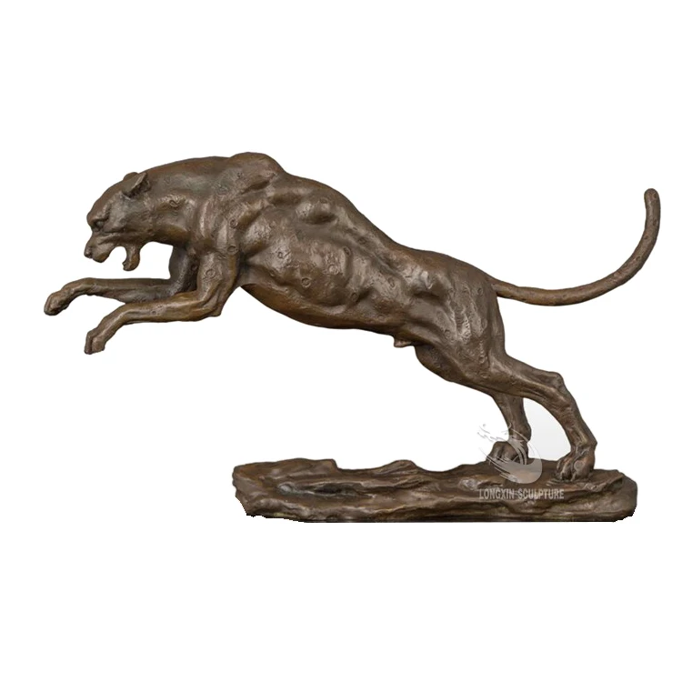 金属工艺运行豹雕塑青铜雕像花园装饰