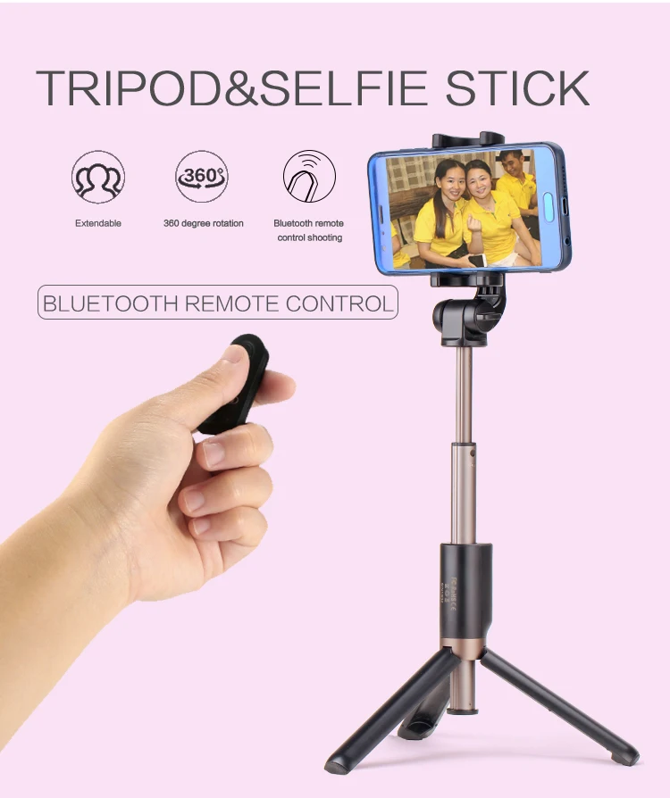 Best Christmas Gift 2019 Phone Holder Selfie Stick 360 Rotation Remote Selfie Stick Tripod Bluetooth 3.0 for Cellphone Mobile