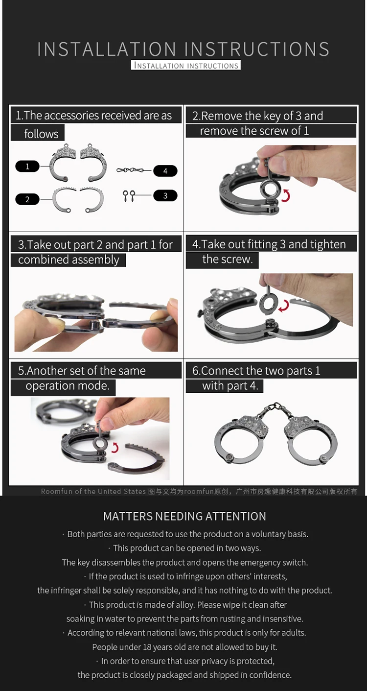 Novelty Premium Metal Diamond Wrist Ankle Cuff Sm Handcuff Bracelet Restraint Erotic Toy Buy