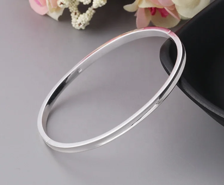 Refined thin style blank engravable silver bracelet man