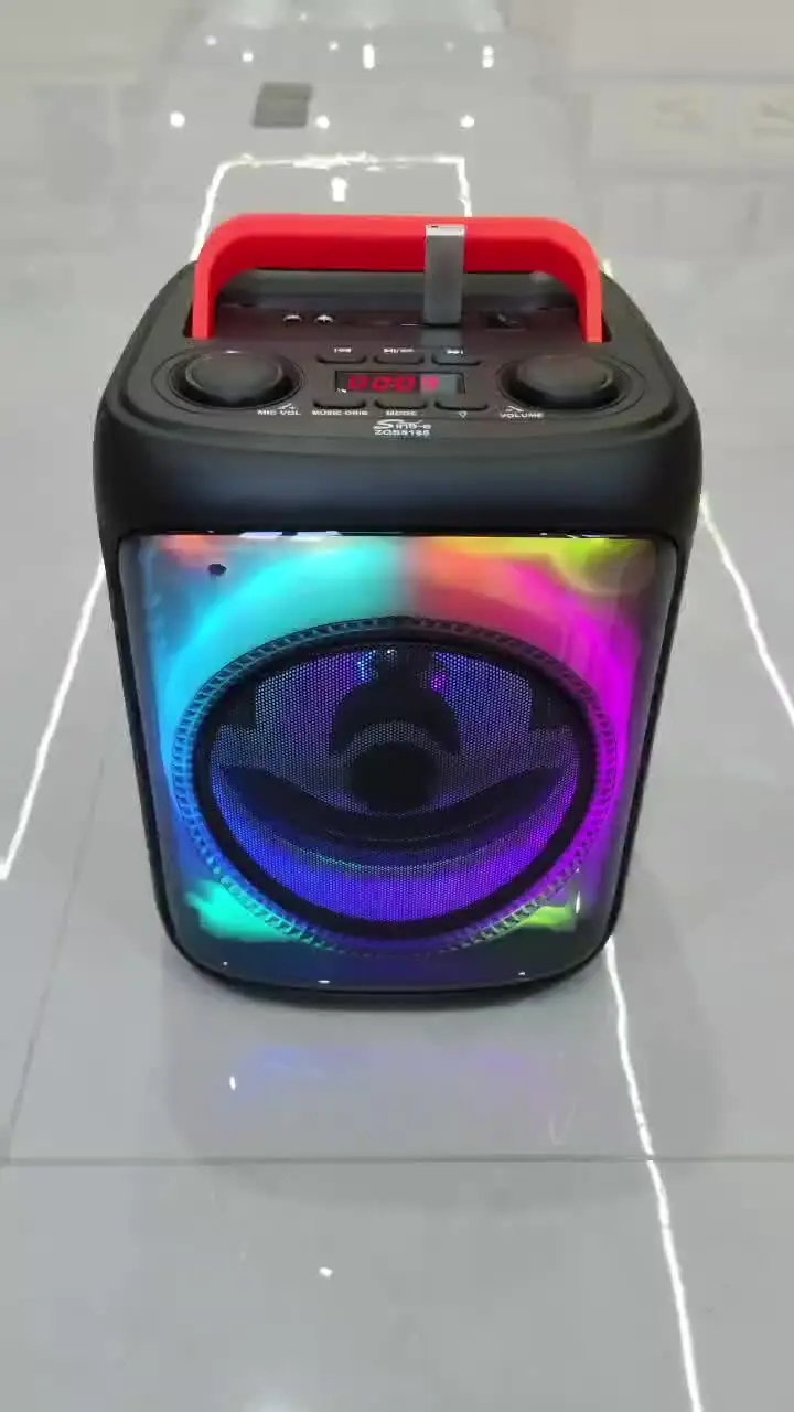 ZQS8185 Portable for BT Speaker RGB LED Lighting Karaoke Machine