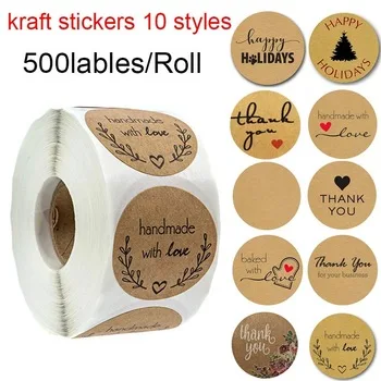 round kraft stickers