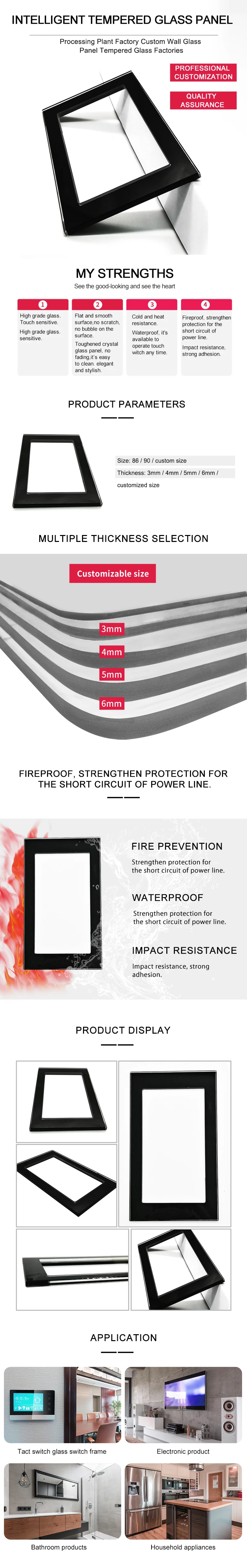 Custom Professional Wall Socket Glass Panel Switch Tempered Glass Frame For Light Switch