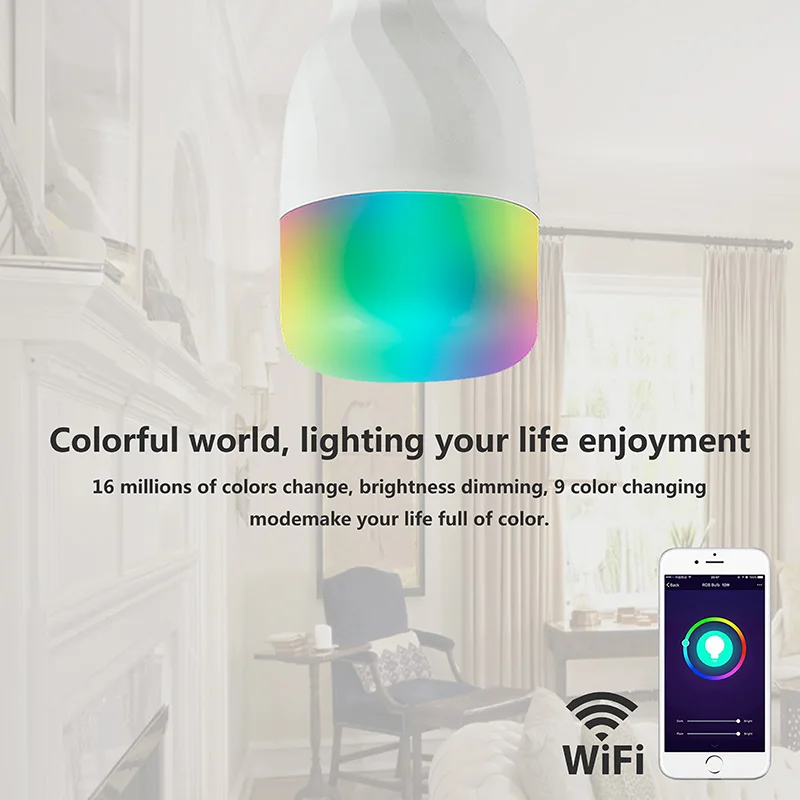 Unique Model RGB+Warm Cold Wifi Bulb Color Change Smart Phone Control E26 E27 Smart Led Lighting Bulb
