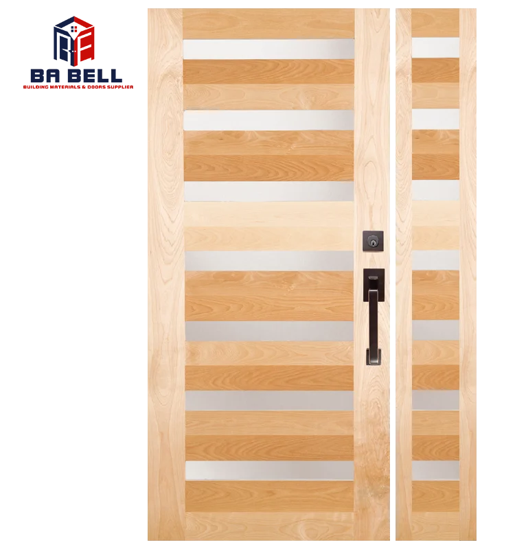 Maple Solid Wood Frosted Glass Inserts With Sidelite Courtyard Terrace