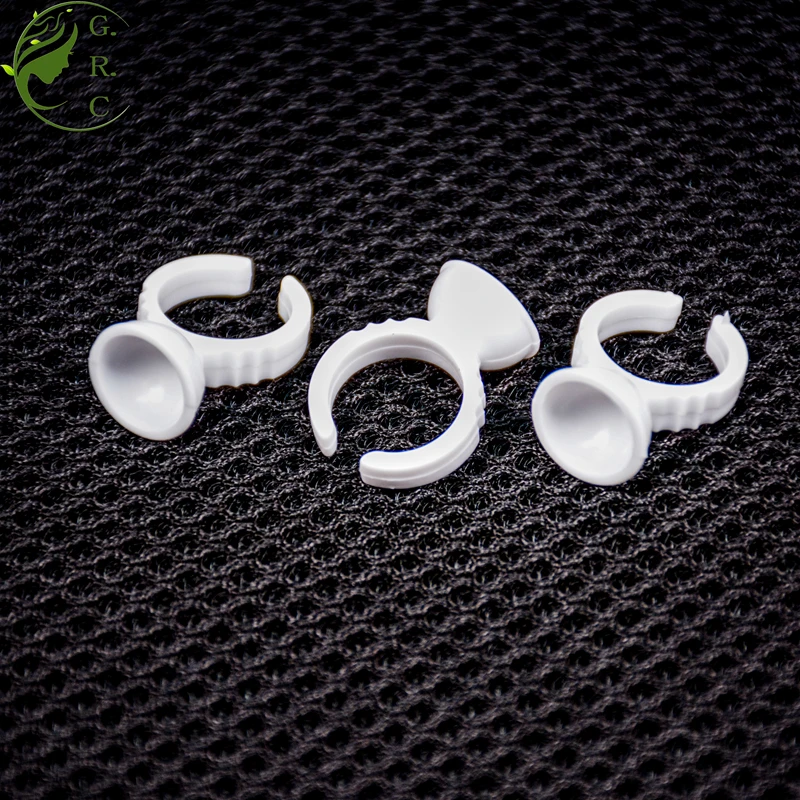 Disposable Plastics Round Heart Shape Pink Blue Gold Glue Ring Eyelash Extension Glue Holder Blooming Cup Glue Rings