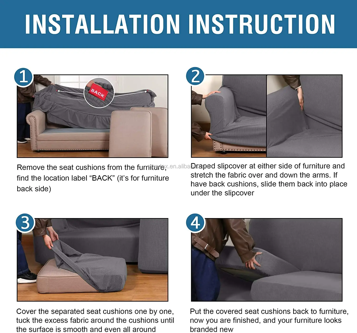 3 Pieces Stretch Sofa Cover With 2 Cushion Covers Loveseat Sofa