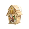 Safe wooden material Led Light Wooden House Xmas Decor Christmas Tree Hanging Ornaments Wooden Table Top