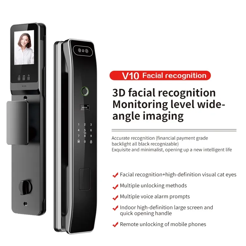 Biometric Fingerprint 3D Face Recognition Smart Door Lock with NFC WiFi ...