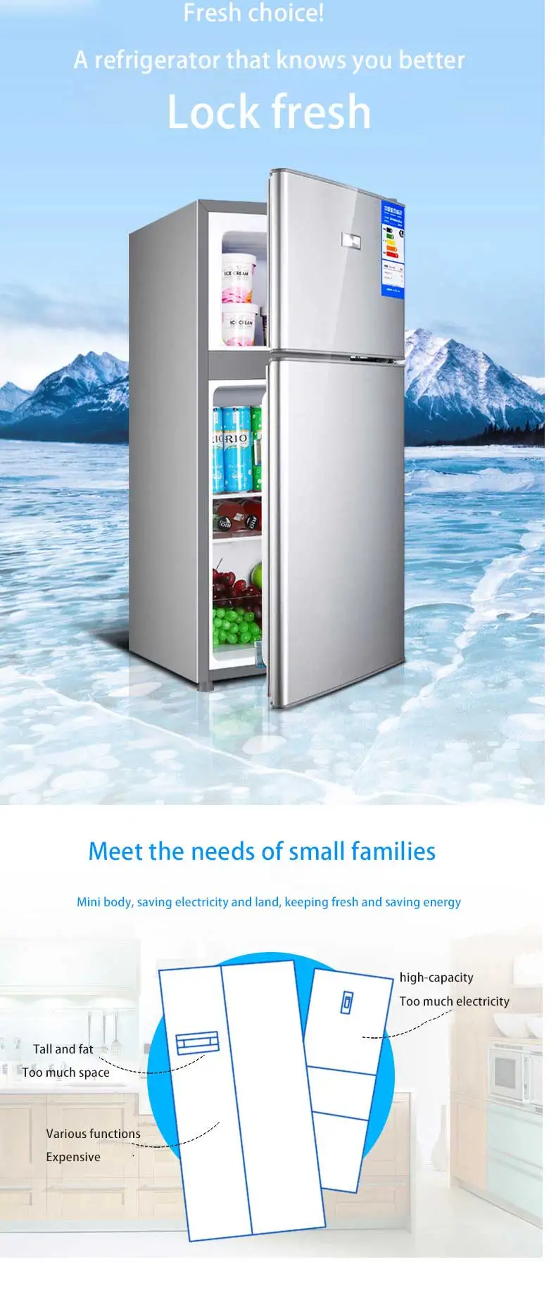 106l double door refrigerator mini mini refrigerator household refrigeration