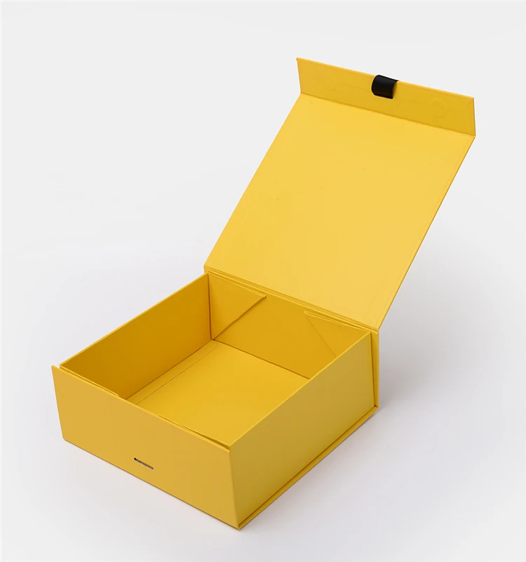 oem 定制标志黄色可折叠帽子刚性鞋纸礼品折叠盒子与磁性封闭