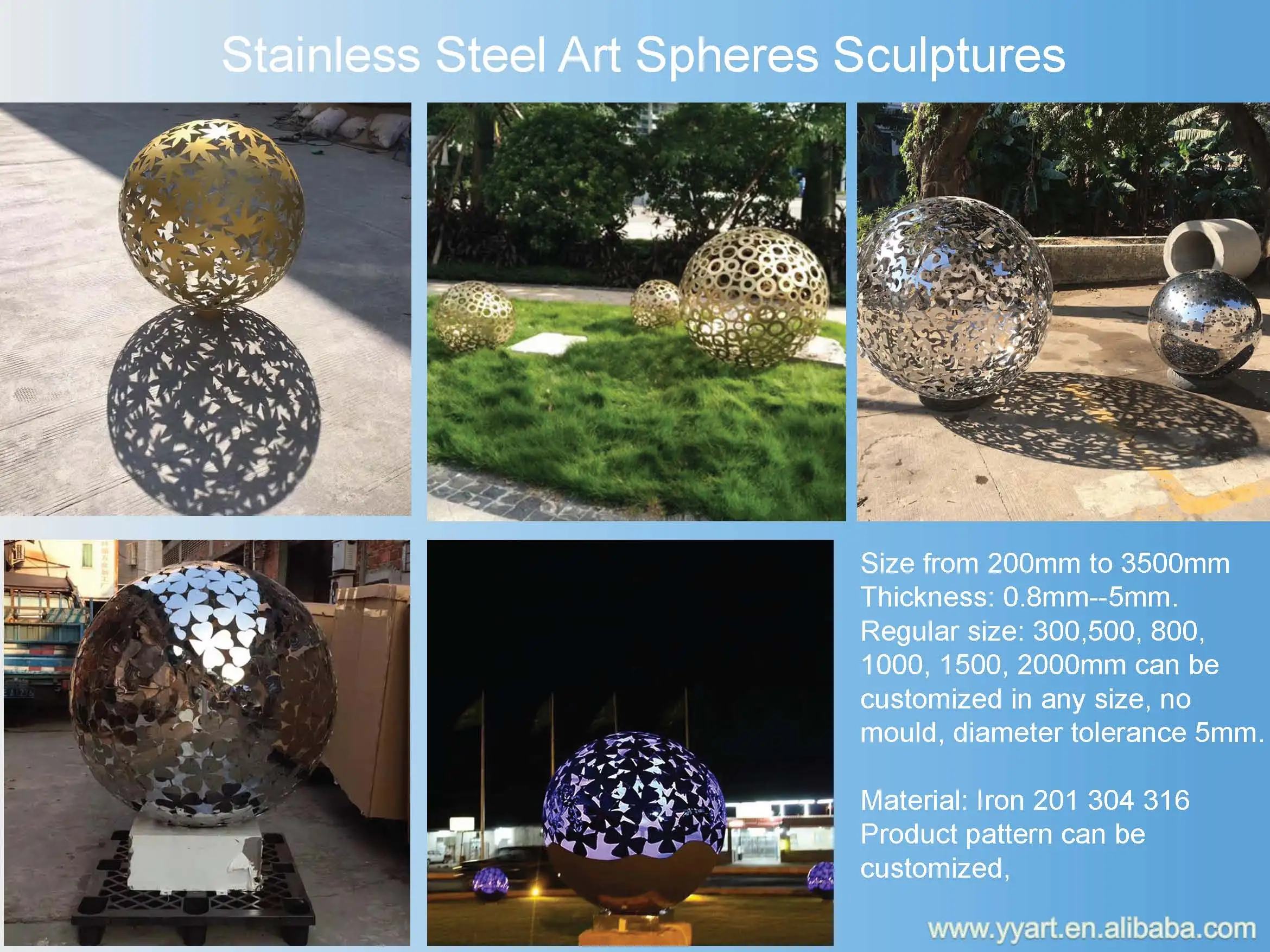 Factory Sale Garden Decor 1000mm Large Metal Stainless Steel Hollow