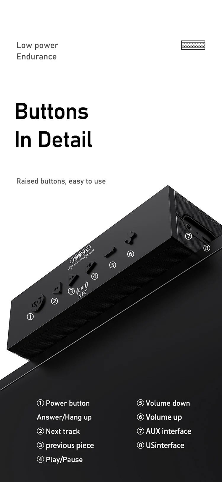 Remax RB-M3 NFC AUX high-power dual audio hands-free subwoofer speaker bass boost bluetooth speaker small - ANKUX.COM